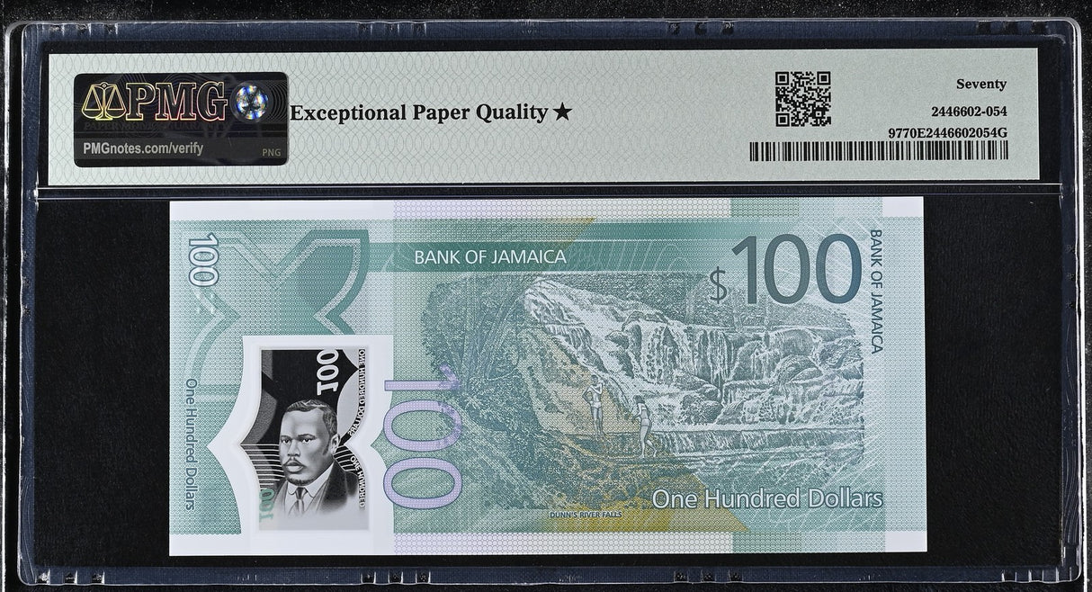 Jamaica 100 Dollars 2022 P 97 Comm. Superb Gem UNC PMG 70 EPQ Extra Star TOP POP