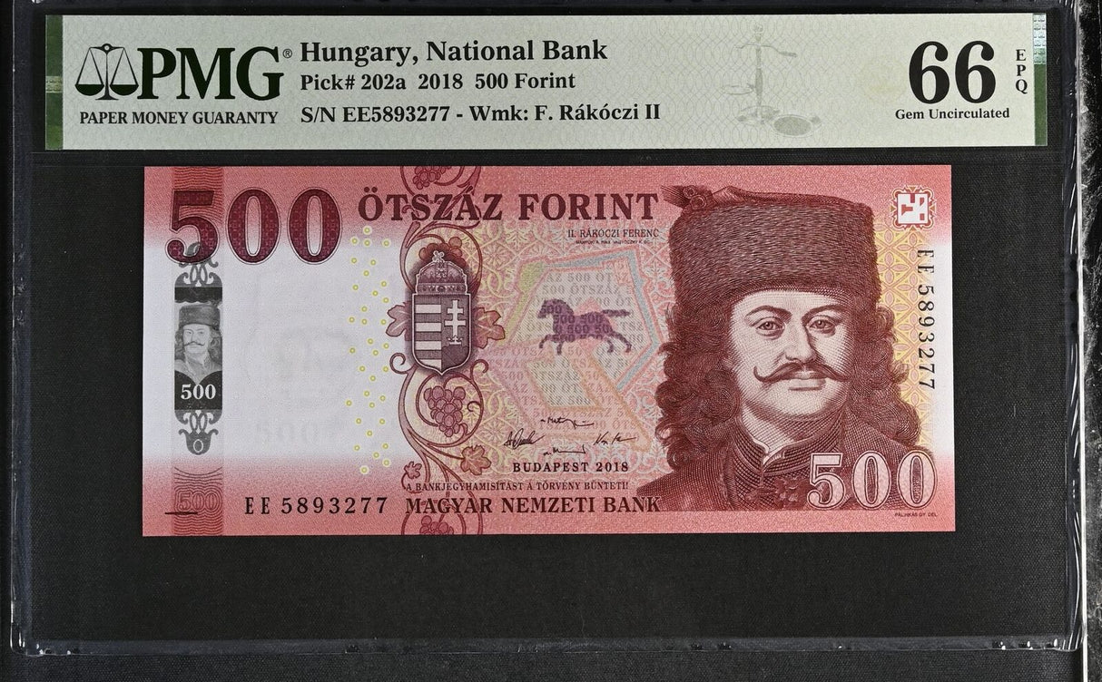 Hungary 500 Forint 2018 P 202 a Gem UNC PMG 66 EPQ