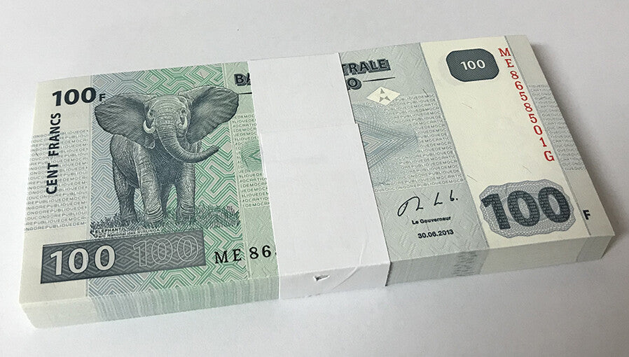 Congo 100 Francs 2013 P 98 UNC Lot 100 Pcs 1 Bundle