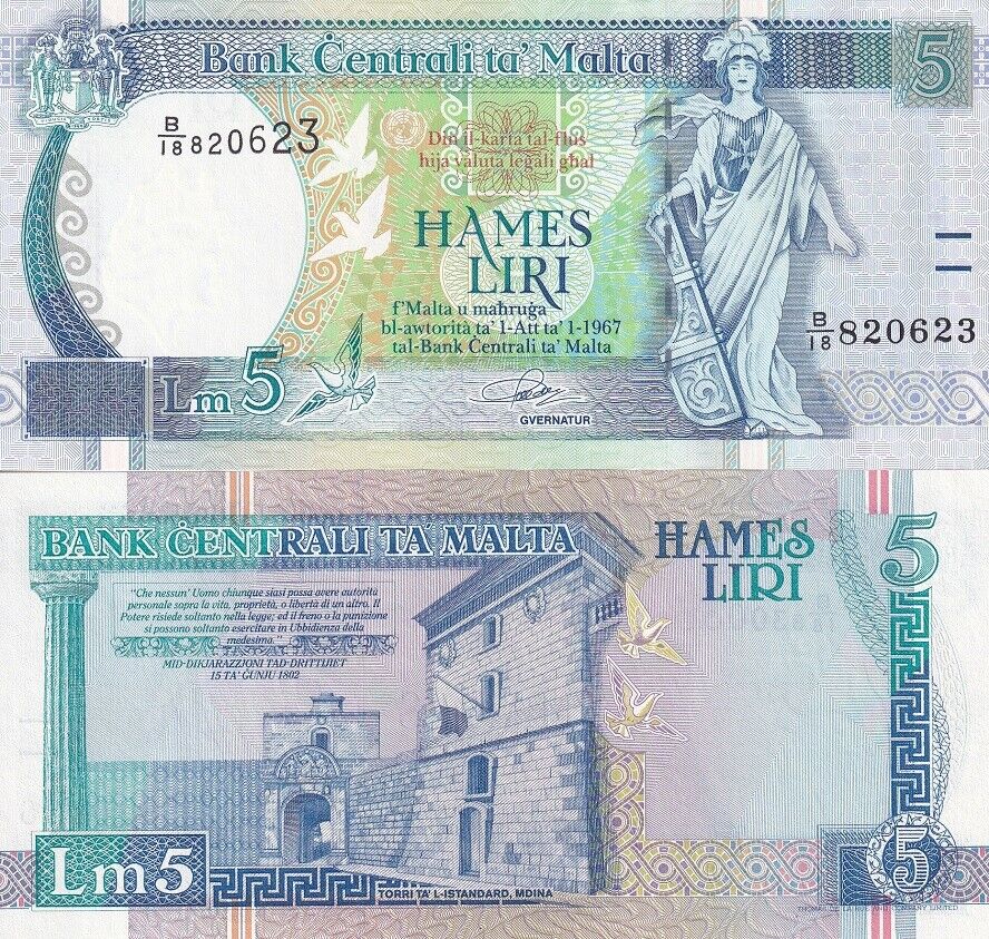 Malta 5 Liri L.1967 (1994) P 46 a UNC