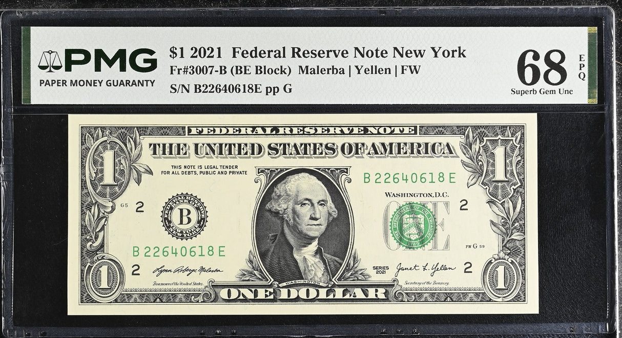 United States 1 Dollar Usa 2021 P 549 B New York Superb Gem UNC PMG 68 EPQ