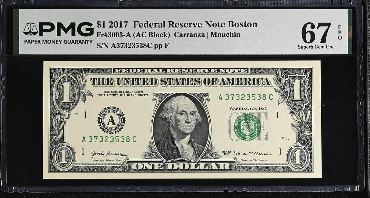 United States 1 Dollar USA 2017 P 544 A Boston Superb Gem UNC PMG 67 EPQ