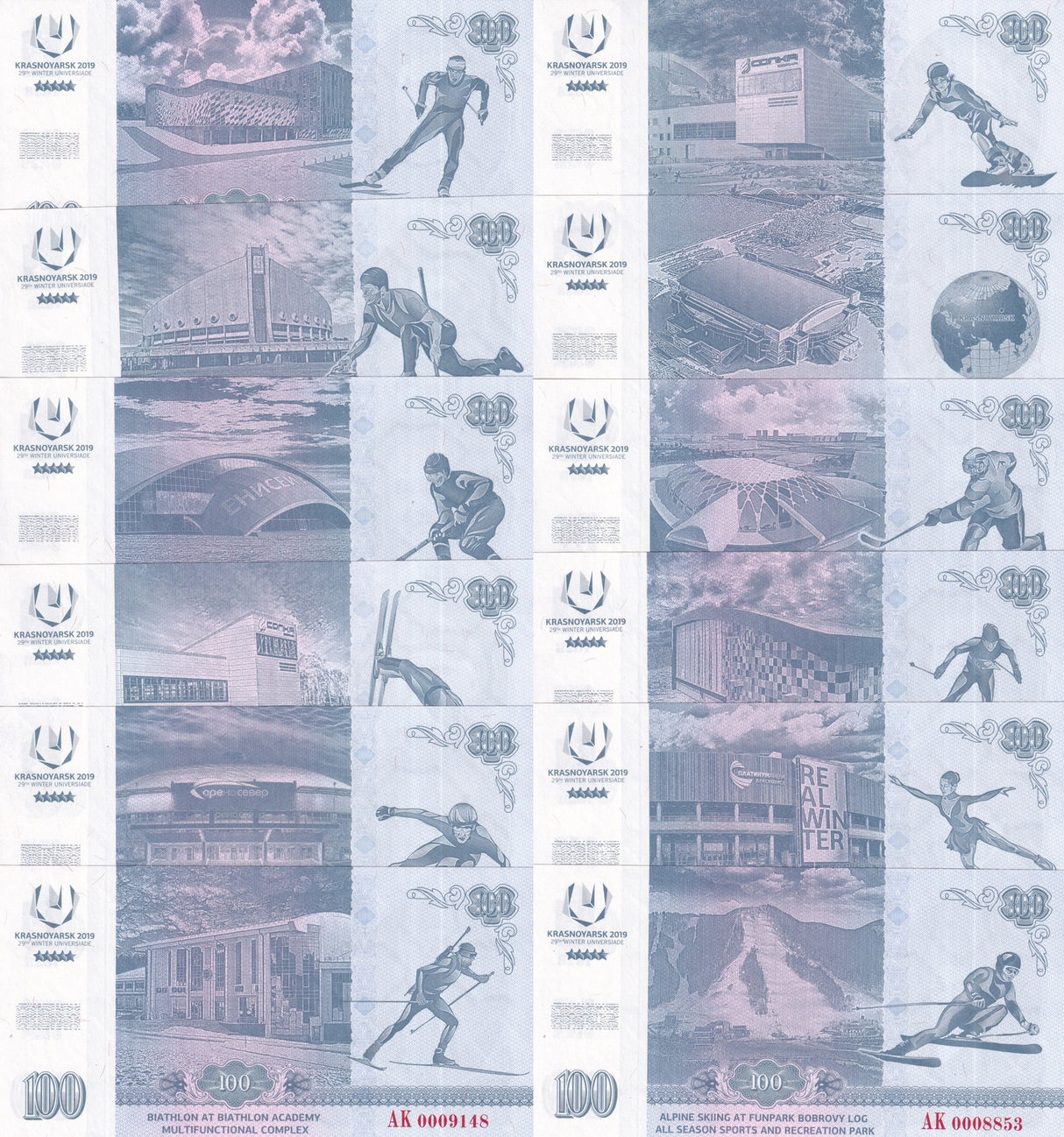 Russia Set 12 Universiade in Krasnoyarsk Winter games 2019 W/Folder Fantasy
