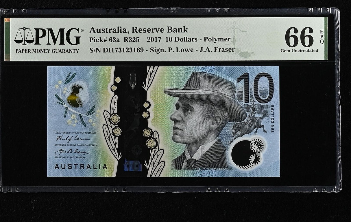 Australia 10 Dollars 2017 P 63 a Polymer Gem UNC PMG 66 EPQ