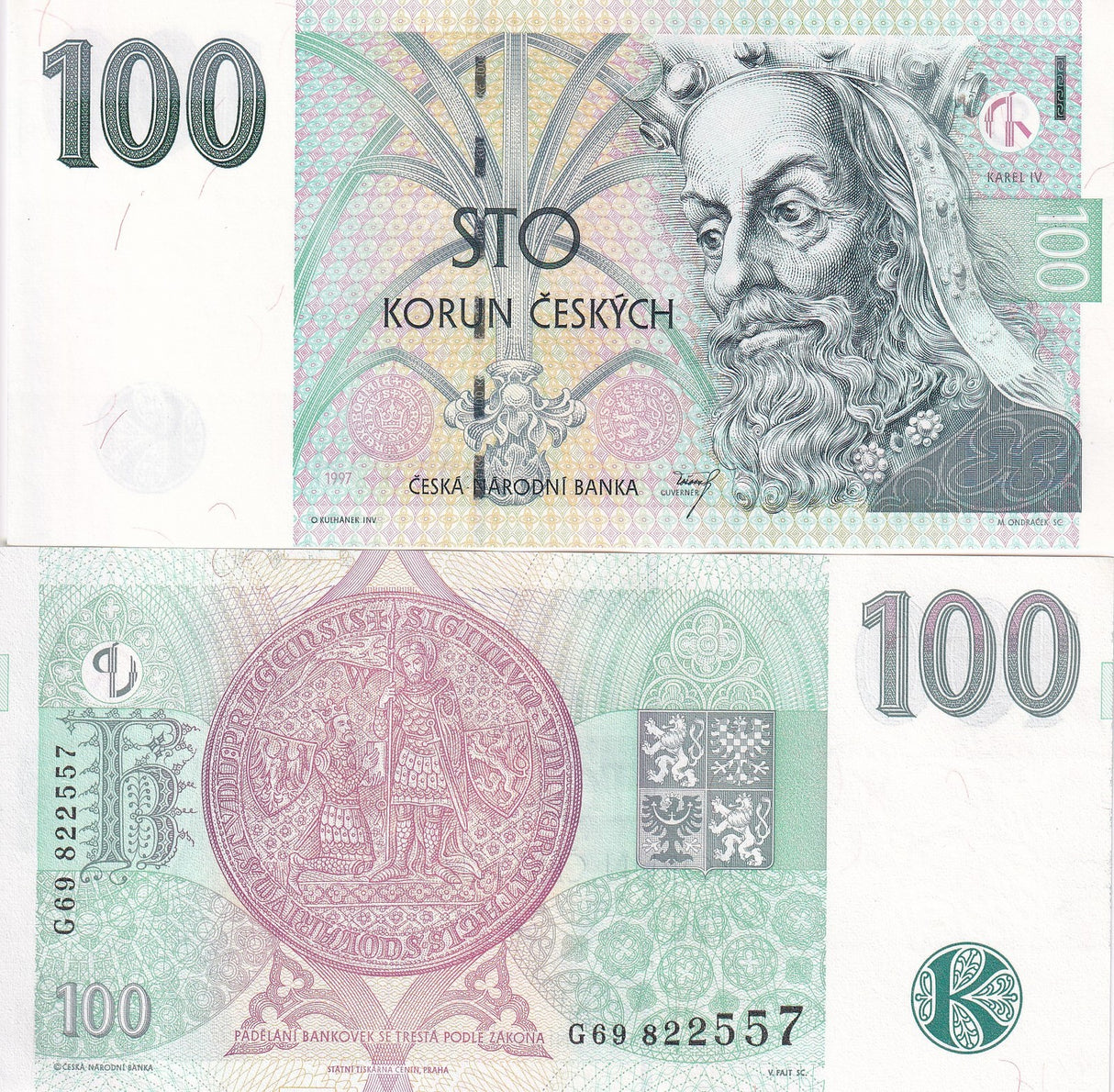 Czech Republic 100 Korun 1997 Serie G P 18 e UNC