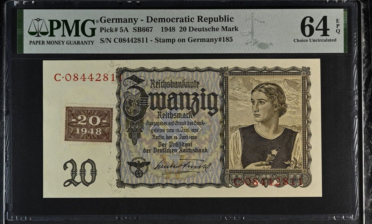 Germany 20 Deutsche Mark 1948 P 5A Choice UNC PMG 64 EPQ