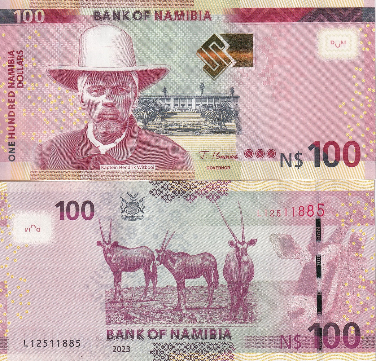 Namibia 100 Dollars 2023 P 14 New Sign UNC