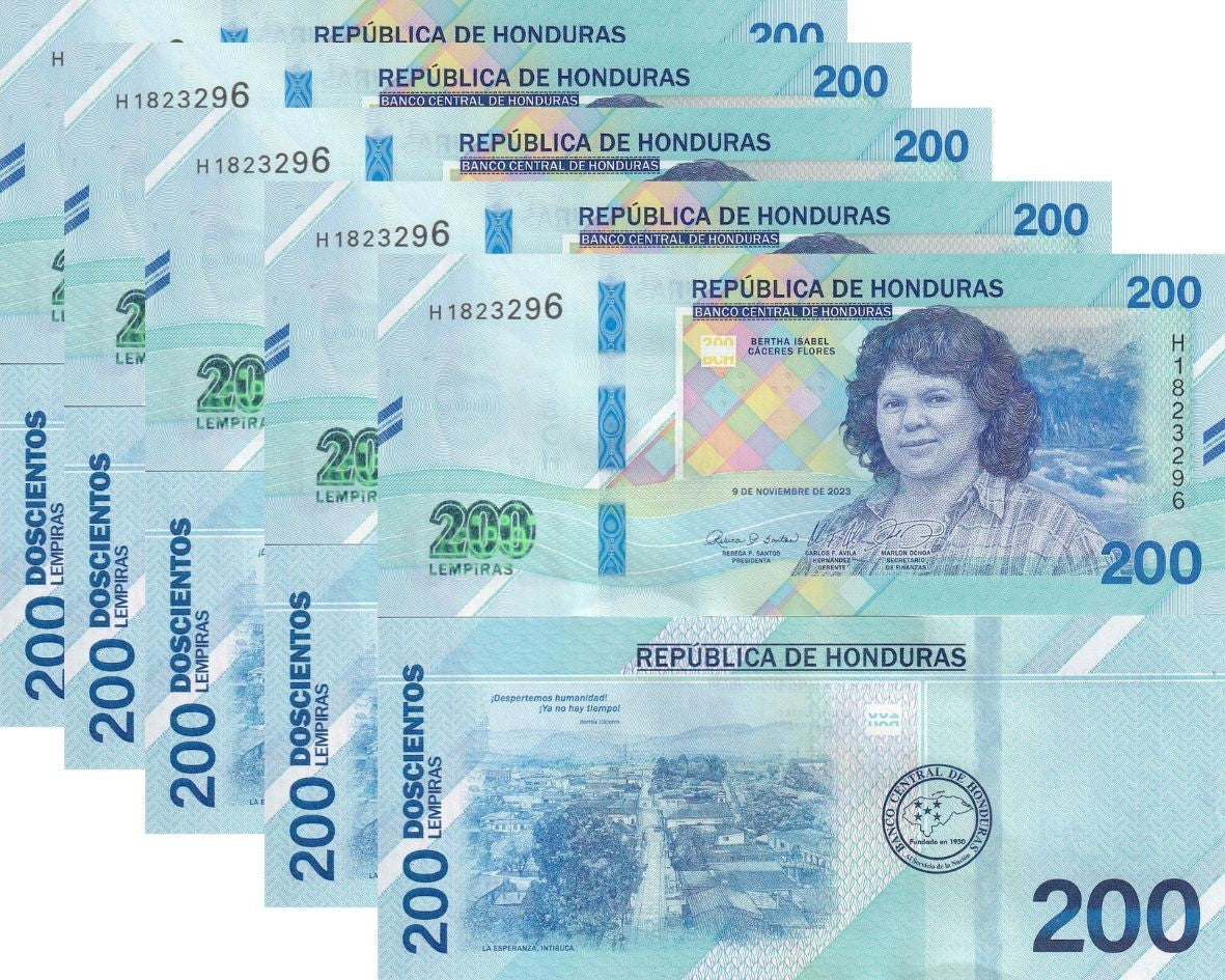 Honduras 200 Lempiras 2023 / 2026 P 114 NEW Color Design LOT 5 UNC
