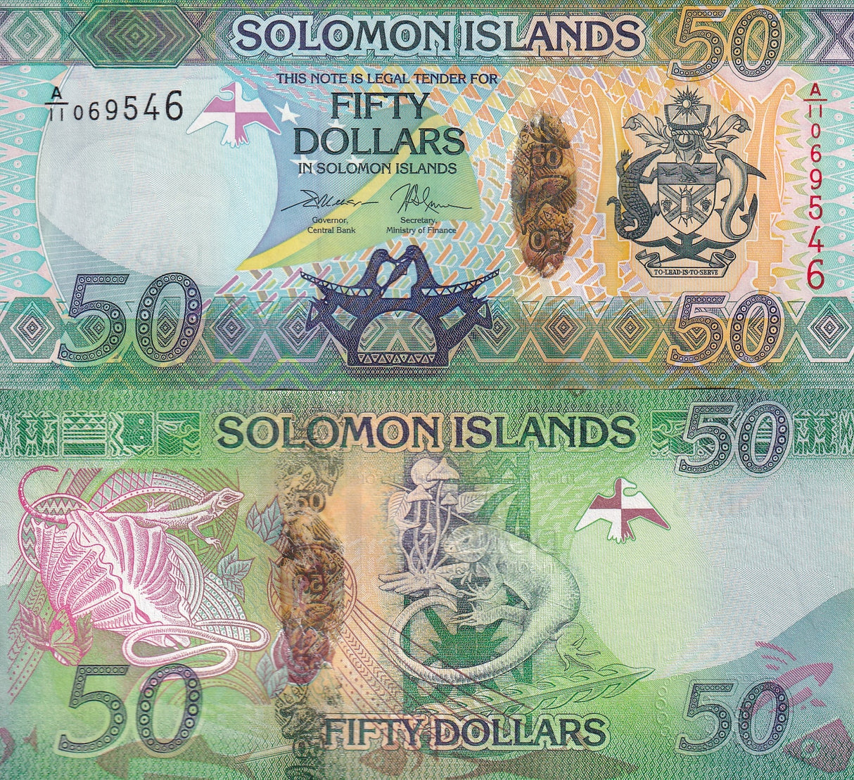 Solomon Islands 50 Dollars ND 2013 P 35 Hybrid Random Prefix UNC