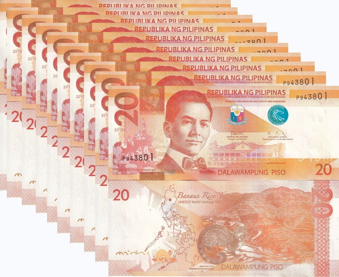 Philippines 20 Piso 2019A P 206 Lot 10 UNC
