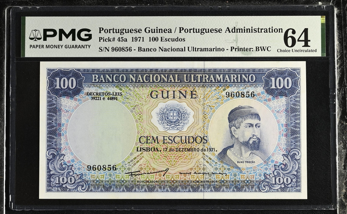Portuguese Guinea 100 Escudos 1971 P 45 a Choice UNC PMG 64