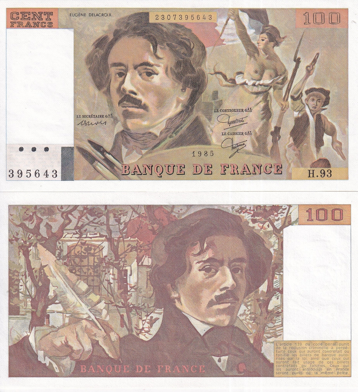 France 100 Francs 1985 P 154 b UNC