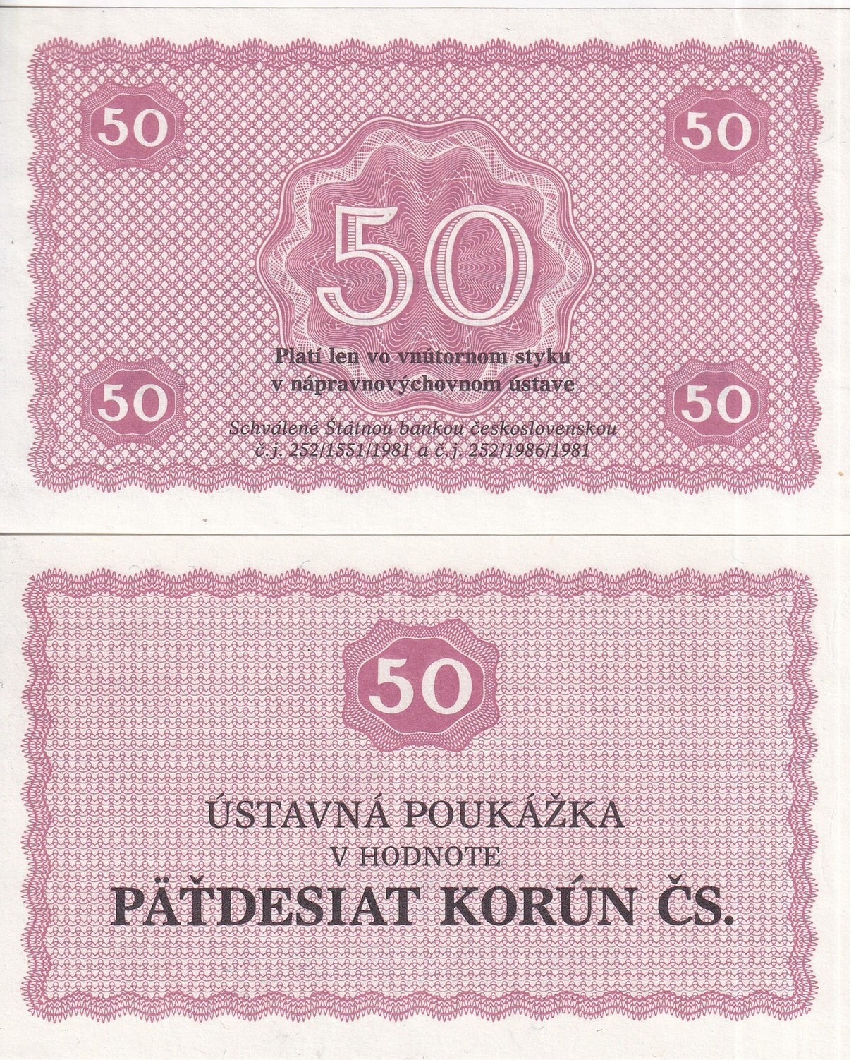 Czechoslovakia Prisoner Camp 50 Korun 1981 UNC