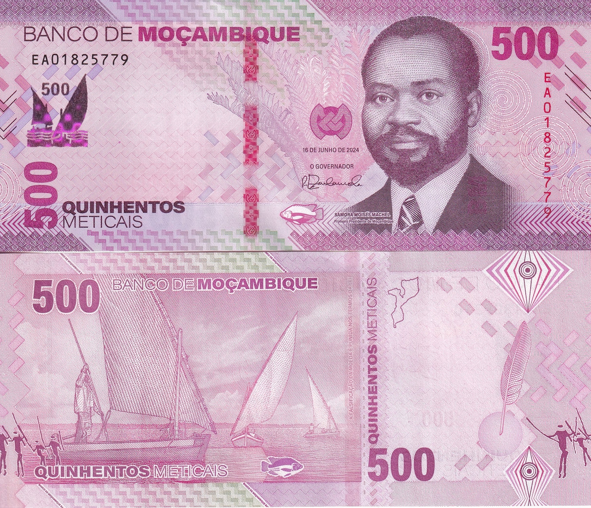 Mozambique 500 Meticais 2024 PAPER new family P 159 Sailing boats UNC