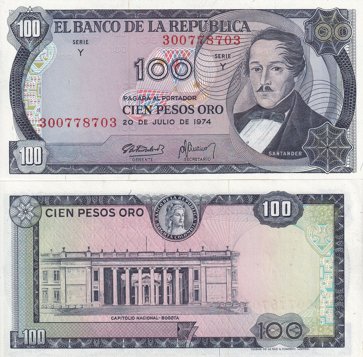 Colombia 100 Pesos 1974 P 415 UNC