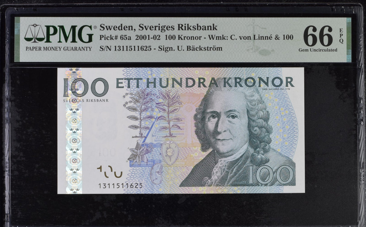 Sweden 100 Kronor ND 2001-2002 P 65 a Gem UNC PMG 66 EPQ