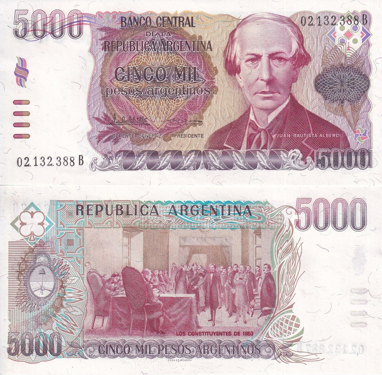 Argentina 5000 Pesos ND 1984-1985 P 318 a UNC
