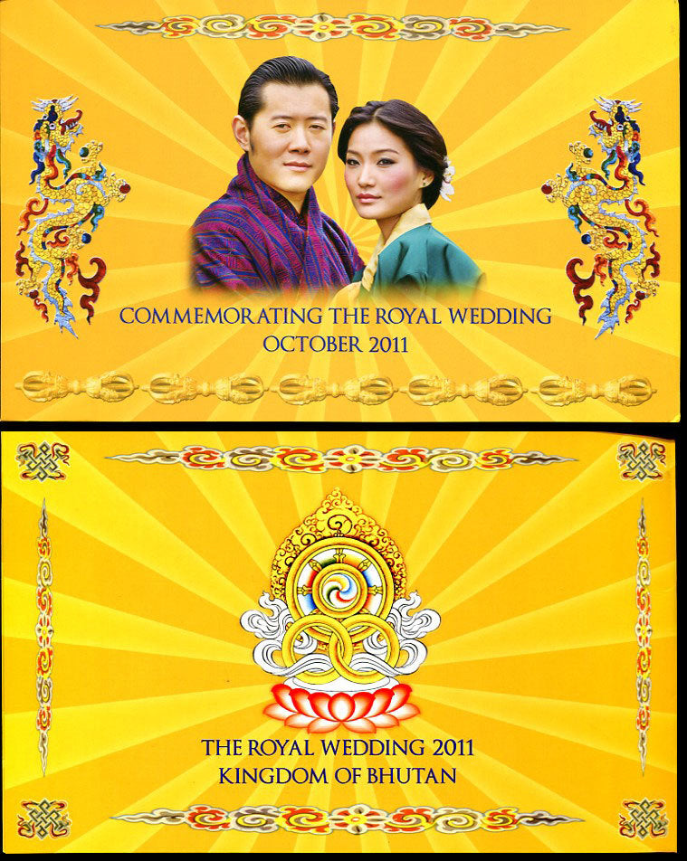 Bhutan 100 Ngultrum 2011 Commemorative Wedding P 35 UNC With Folder