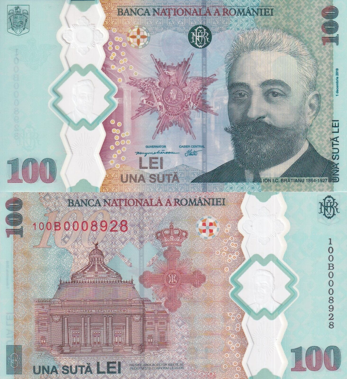 Romania 100 Lei 2019 Comm. P 125 Polymer UNC w/Folder