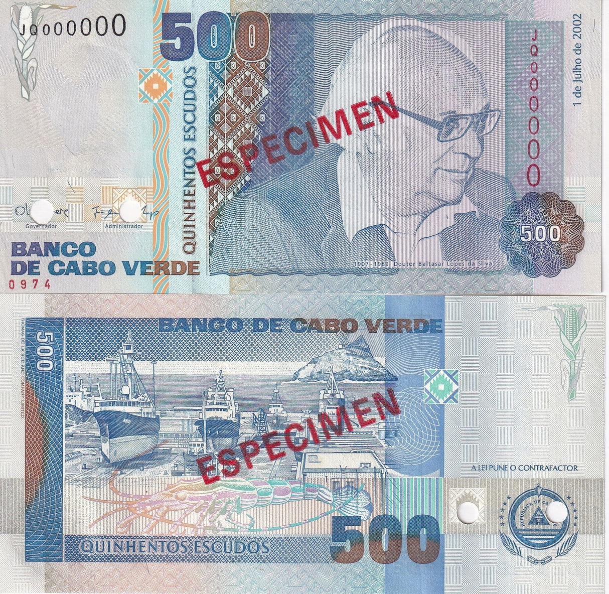 Cape Verde 500 Escudos 2002 P 64 S Specimen UNC