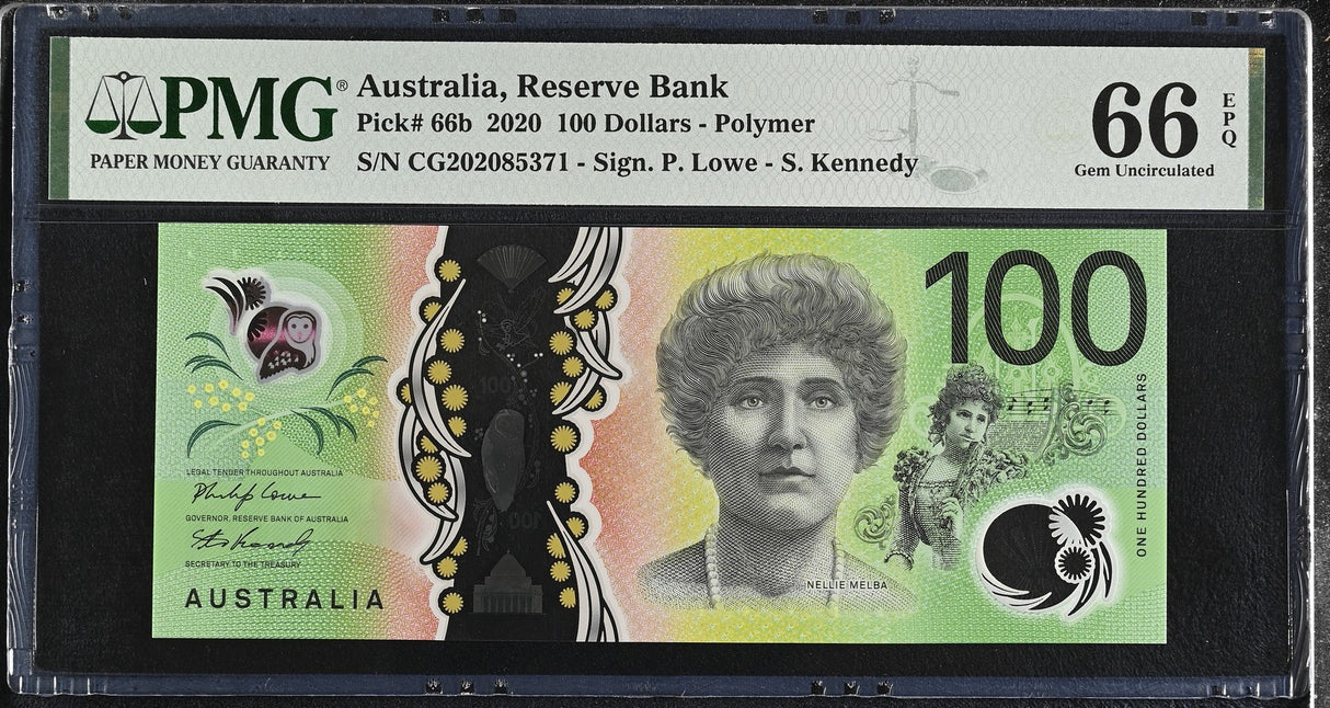 Australia 100 Dollars 2020 P 66 b Gem UNC PMG 66 EPQ