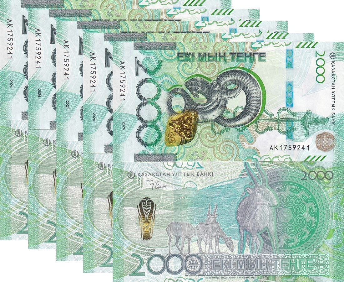 Kazakhstan 2000 Tenge 2024 / 2025 P 53 New Design Saiga LOT 5 UNC