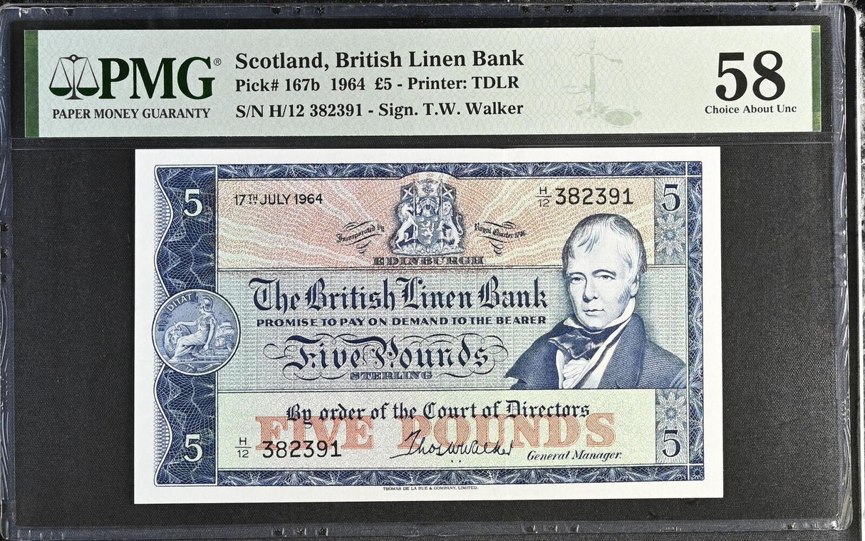 Scotland 5 Pound 1964 P 167 b Choice About UNC PMG 58