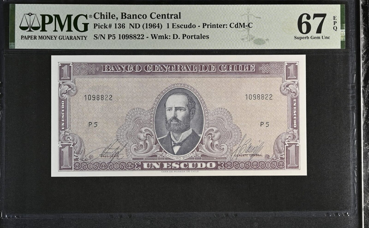Chile 1 Escudos ND 1964 P 136 Superb Gem UNC PMG 67 EPQ