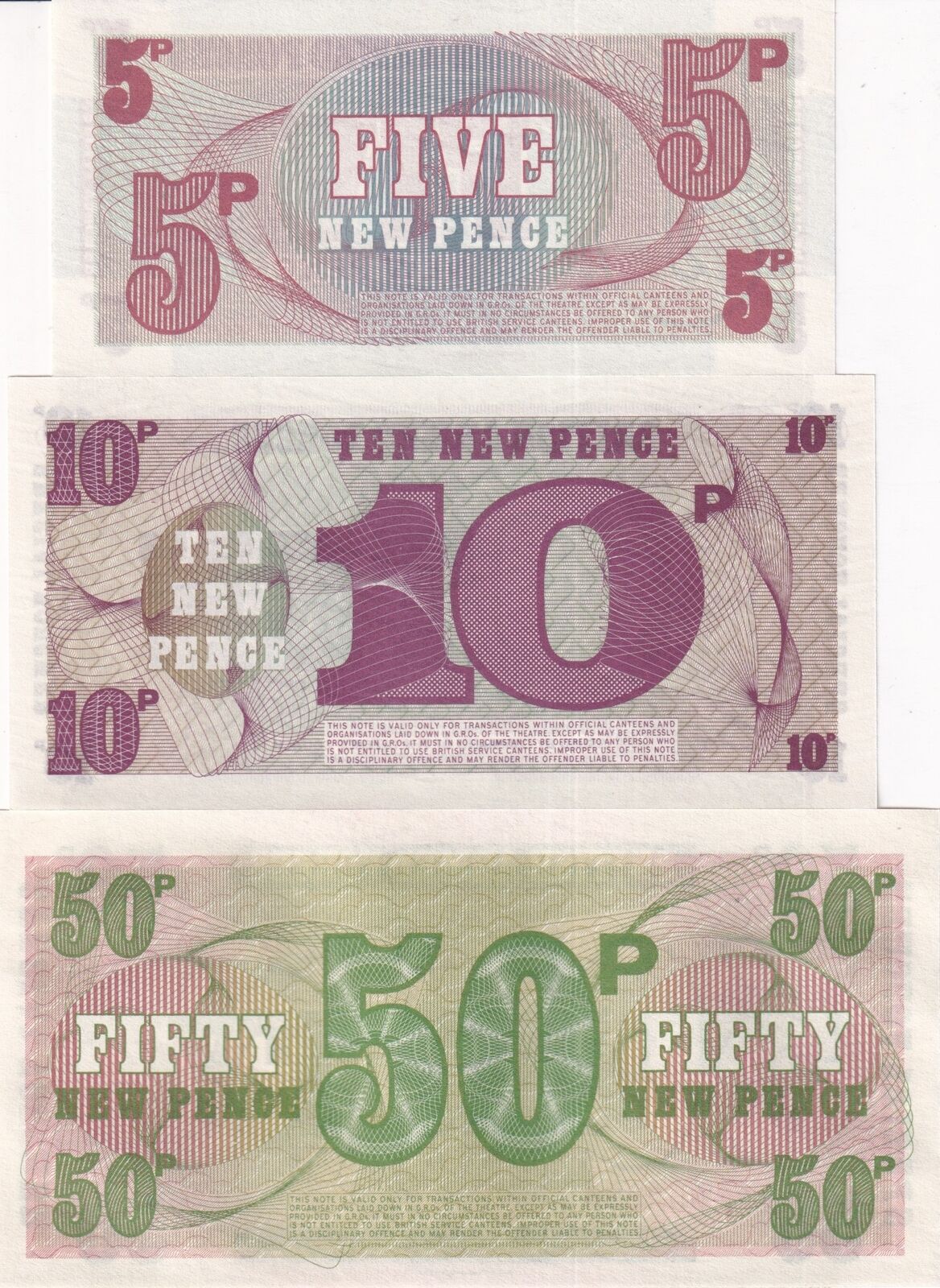 Great Britain Armed Forces Set 3 PCS 5 10 50 Pound P M47 M48 M49 UNC