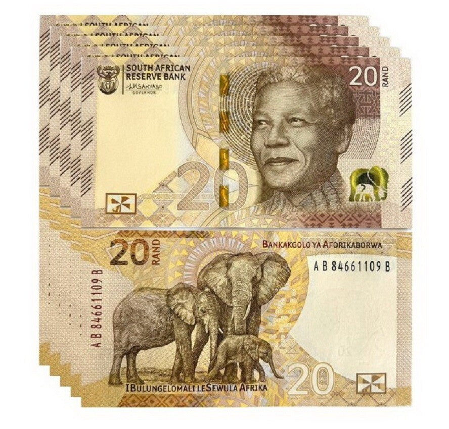 South Africa 20 Rand 2023 P 149 UNC LOT 5 Pcs