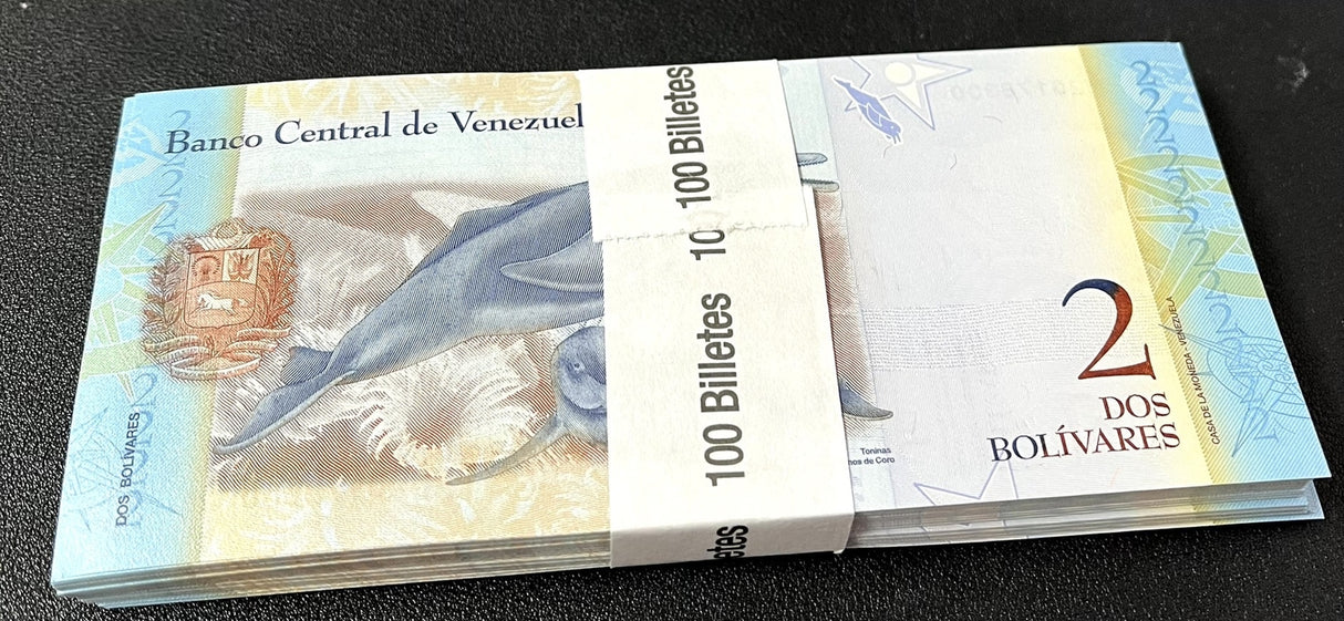 Venezuela 2 Bolivares 2012 P 88 UNC Lot 100 Pcs 1 Bundle