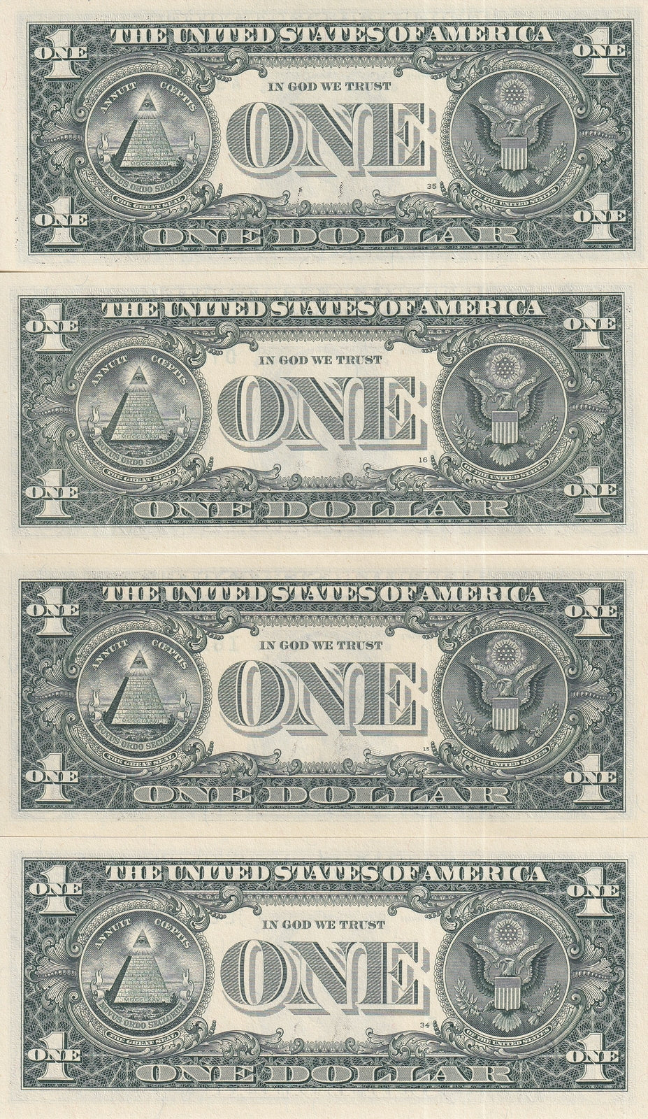 United States Set 4 Pcs 1 Dollars Mixed State Random Years P 544 549 UNC