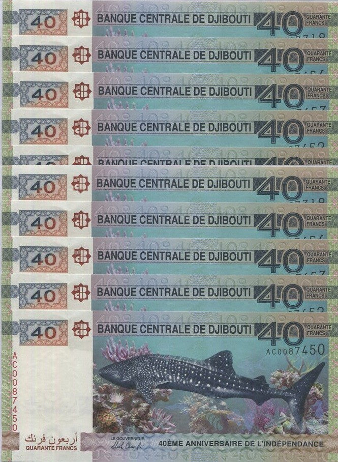 Djibouti 40 Francs 2017 P 46 Commemorative UNC LOT 10 PCS