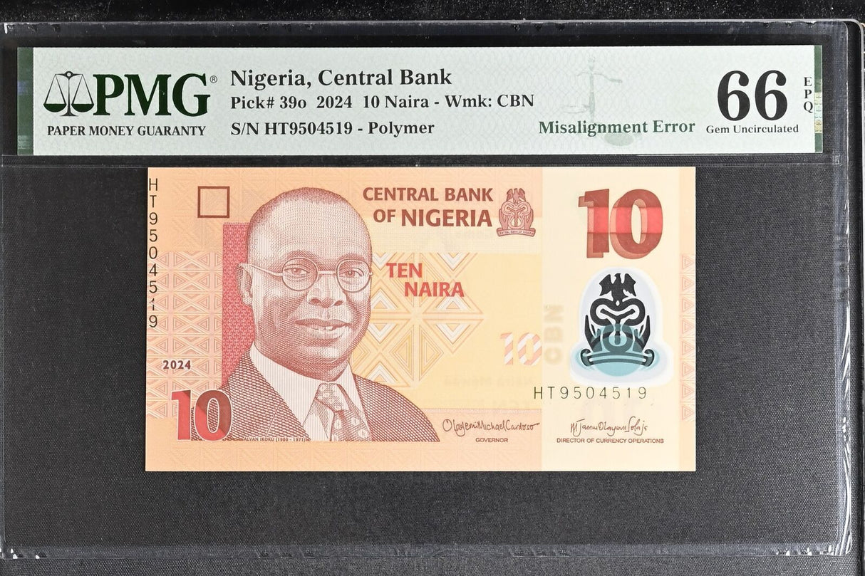 Nigeria 10 Naira 2024 P 39 o Gem UNC PMG 66 EPQ