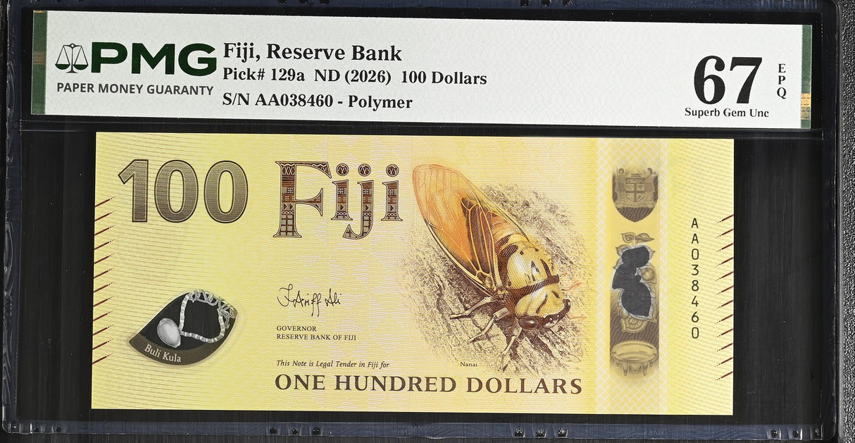 Fiji 100 Dollars ND 2026 P 129 a Superb Gem UNC PMG 67 EPQ TOP POP