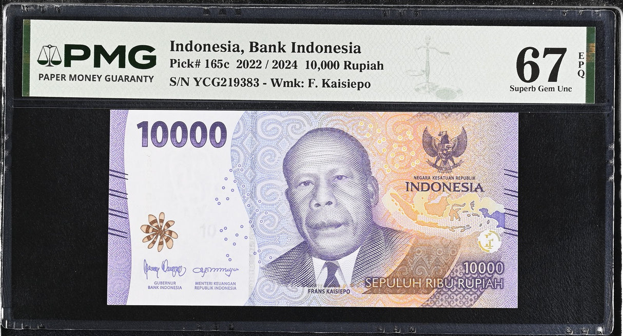 Indonesia 10000 Rupiah 2022 / 2024 P 165 c Superb Gem UNC PMG 67 EPQ