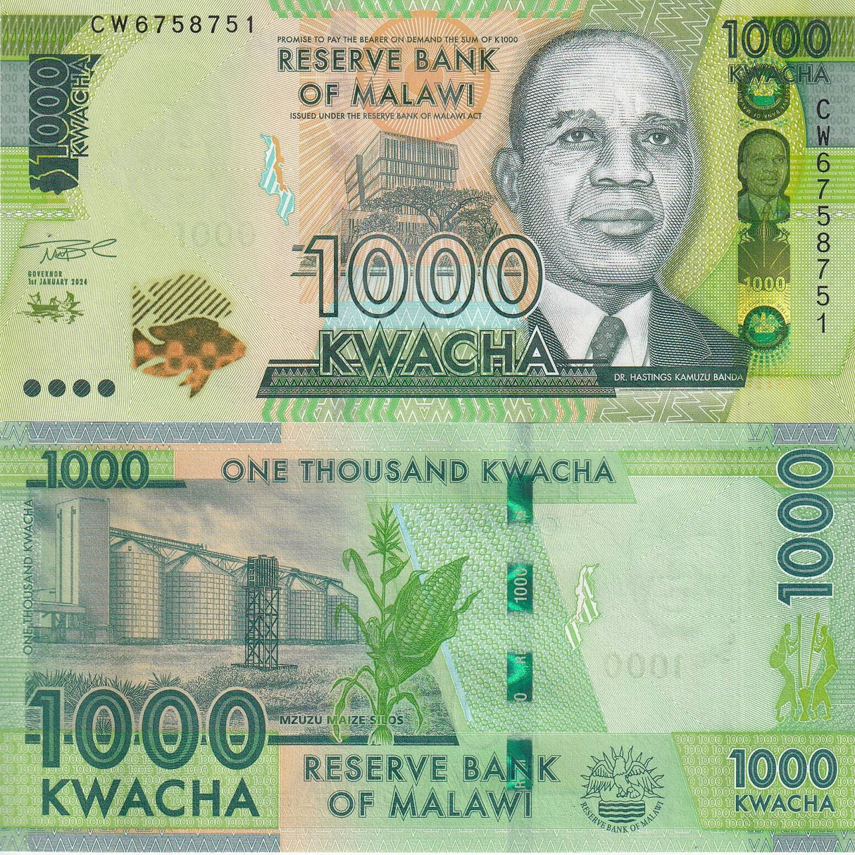 Malawi 1000 Kwacha 2024 P 67 UNC