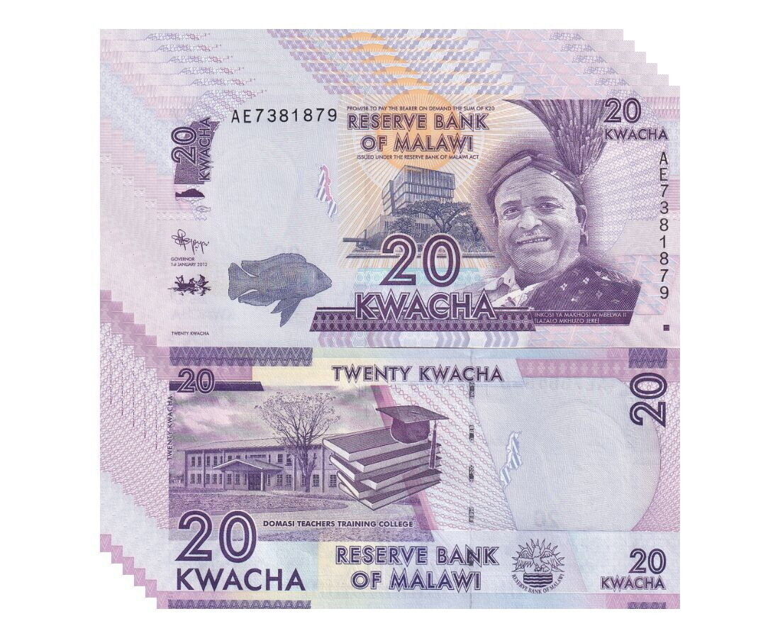 Malawi 20 Kwacha 2012 P 57 a UNC LOT 5 PCS