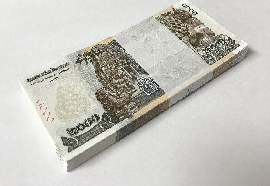Cambodia 2000 Riels 2022 COMM. P 67A UNC LOT 100 PCS 1 BUNDLE