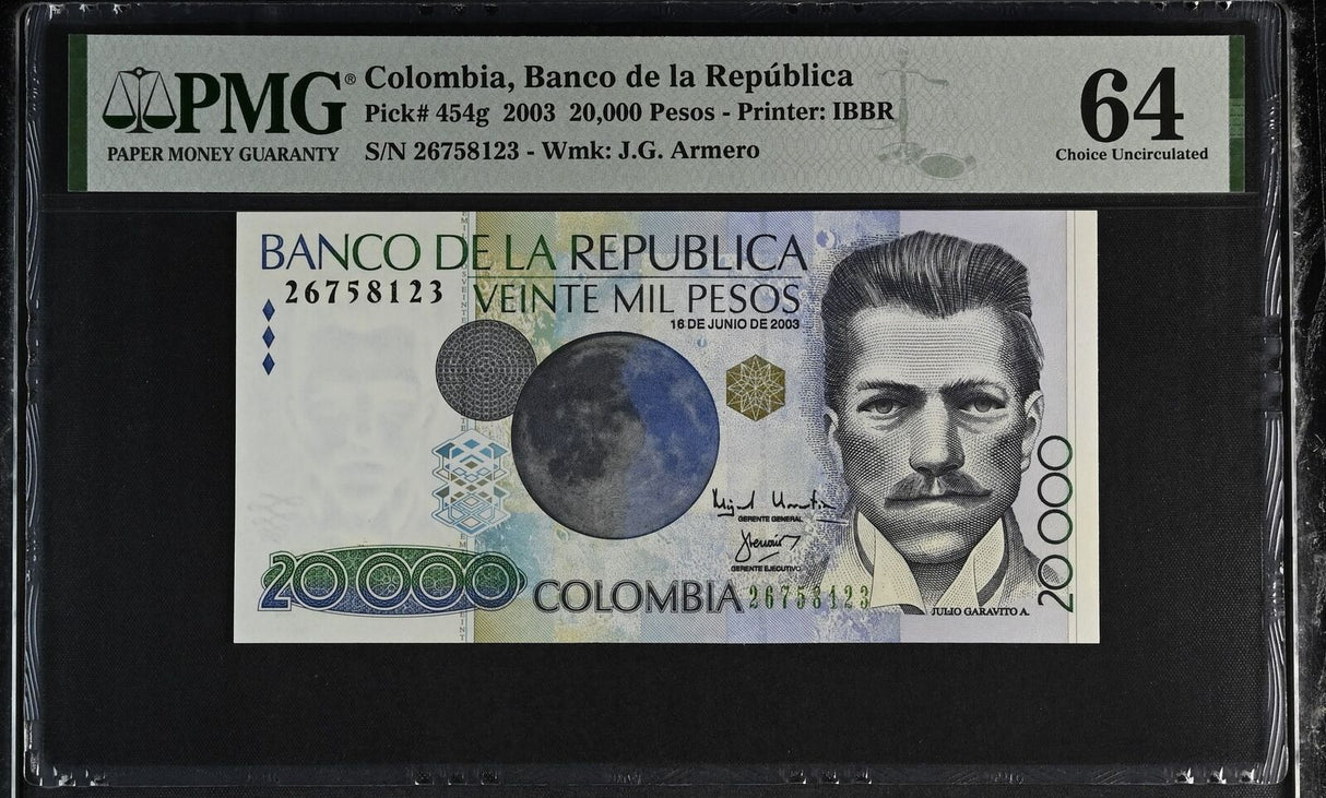 Colombia 20000 Pesos 2003 P 454 g Choice UNC PMG 64