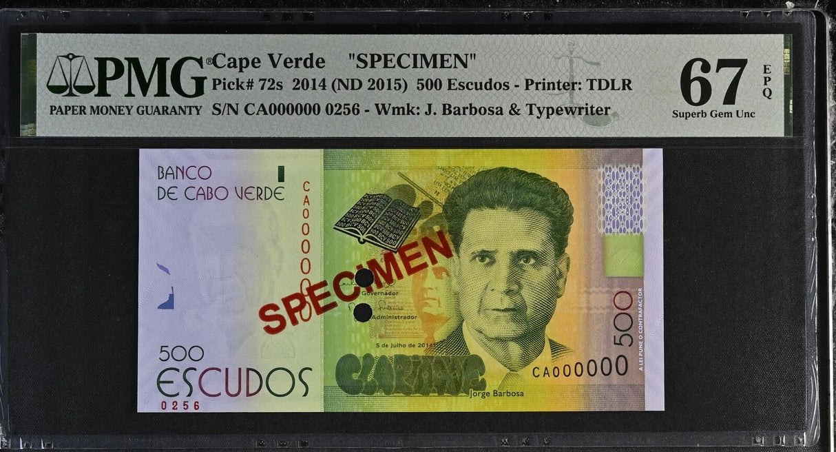 Cape Verde 500 Escudos 2014 P 72 s SPECIMEN Superb Gem UNC PMG 67 EPQ