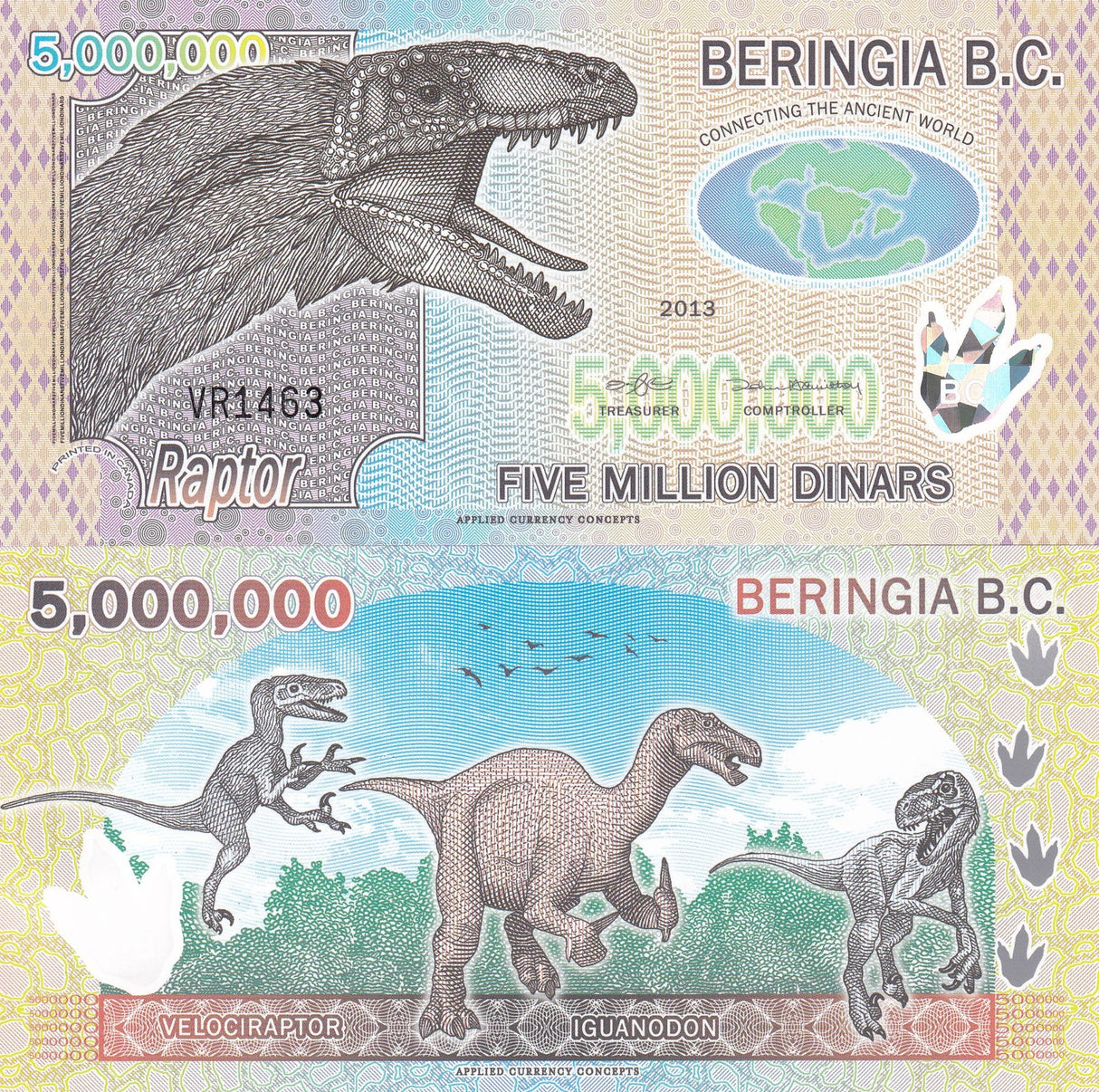 BERINGIA 5,000,000 5 MILLION 2013 POLYMER P NEW "RAPTOR"