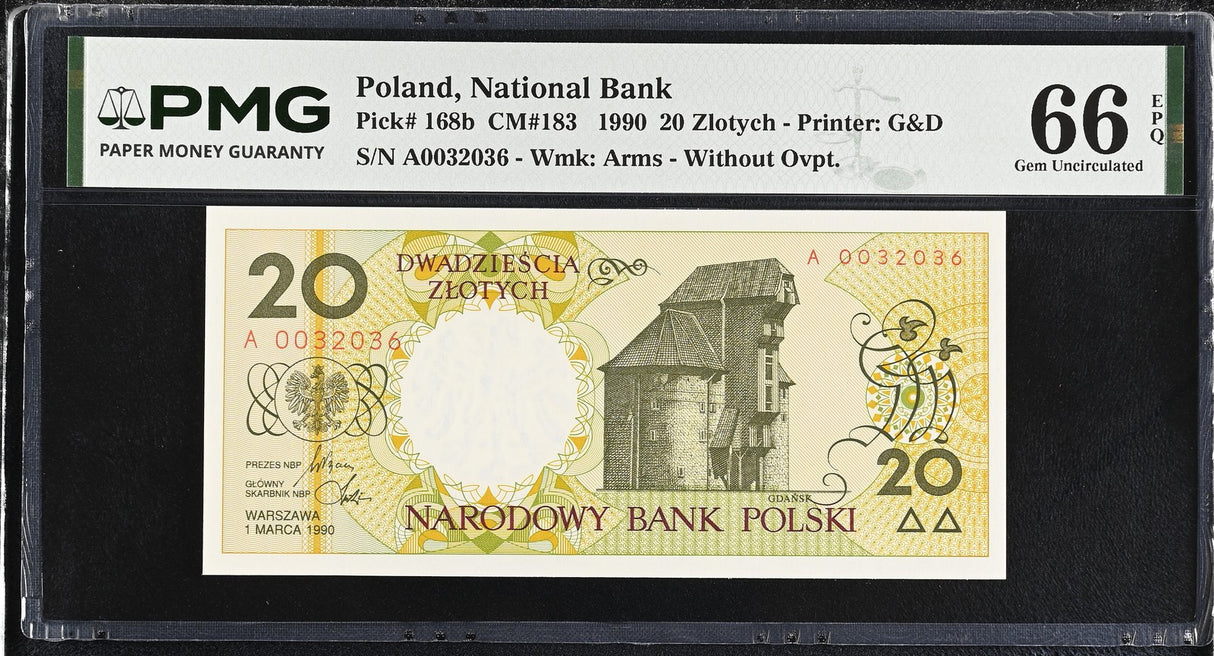 Poland 20 Zlotych 1990 P 168 b Gem UNC PMG 66 EPQ