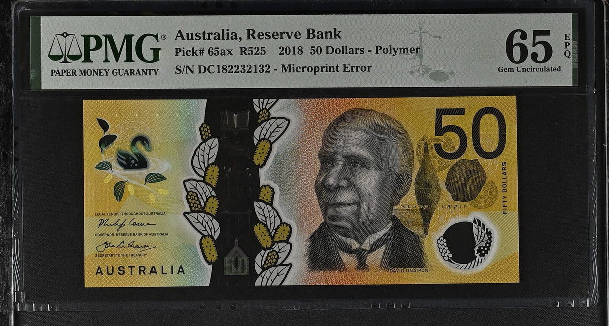 Australia 50 Dollars 2018 Polymer P 65 ax Gem UNC PMG 65 EPQ
