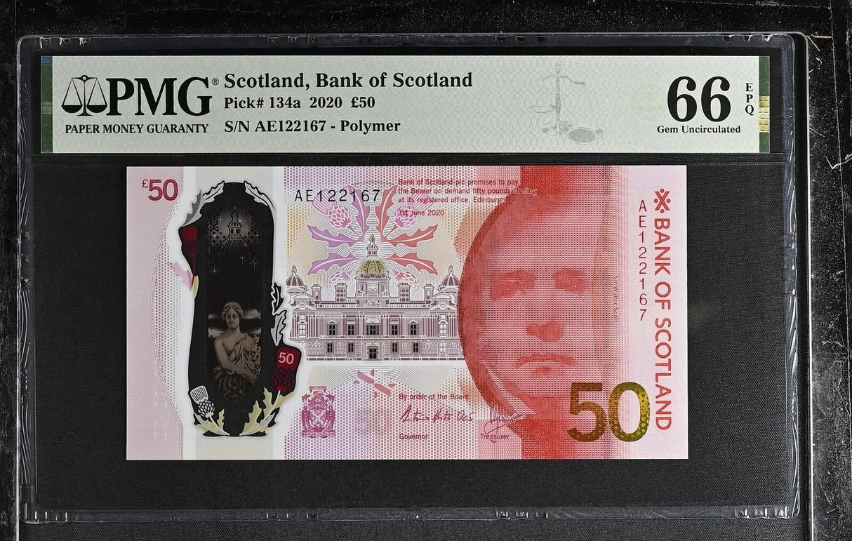 Scotland 50 Pounds 2020 P 134 a Polymer Gem UNC PMG 66 EPQ