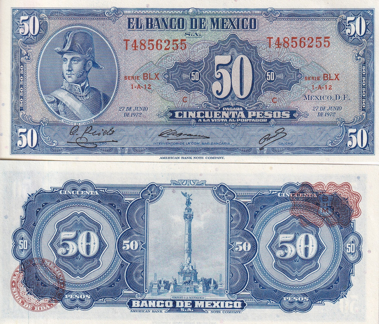 Mexico 50 Pesos 27.06.1972 P 49 t UNC