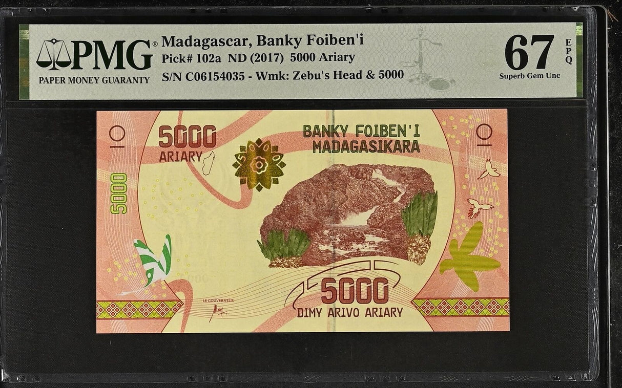 Madagascar 5000 Ariary ND 2017 P 102 a Superb Gem UNC PMG 67 EPQ