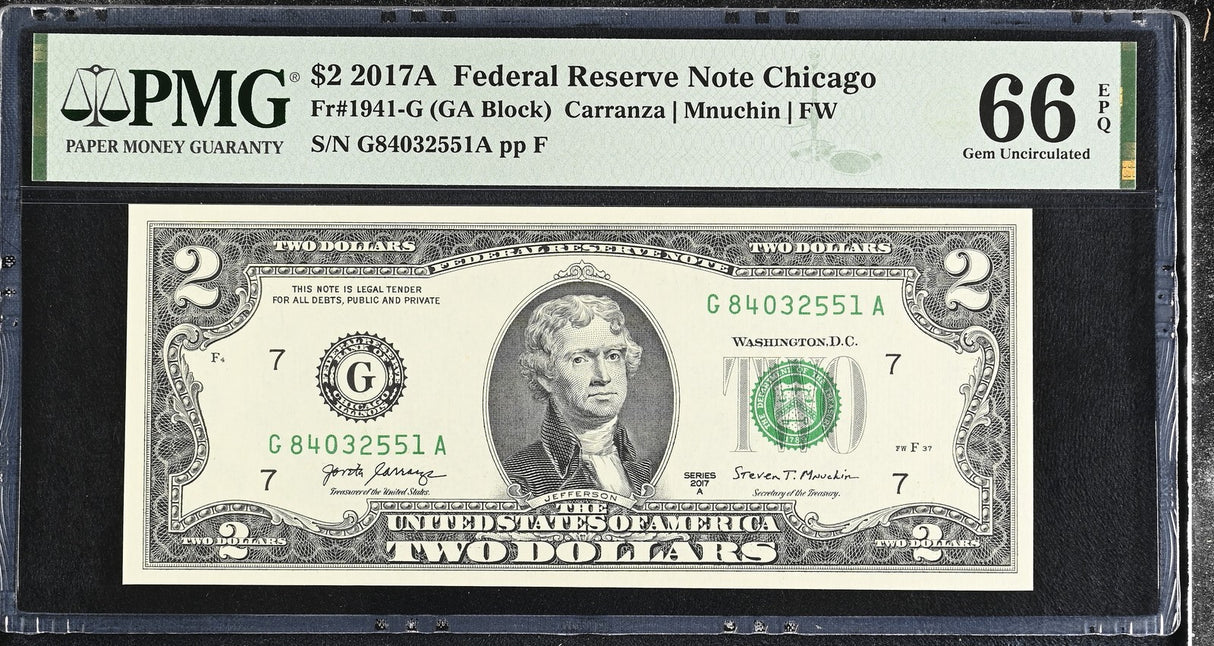 United States 2 Dollars USA 2017A P 545 G Chicago Gem UNC PMG 66 EPQ