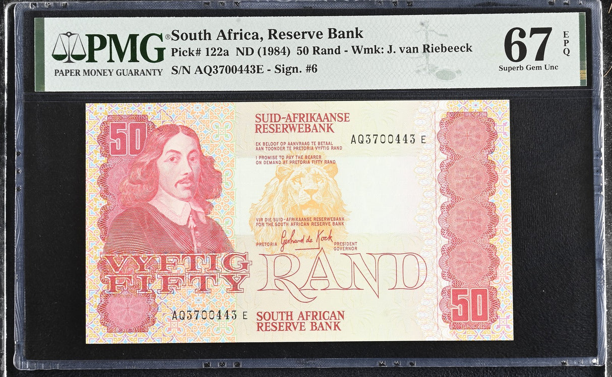 South Africa 50 RAND ND 1984 P 122 a Superb Gem UNC PMG 67 EPQ