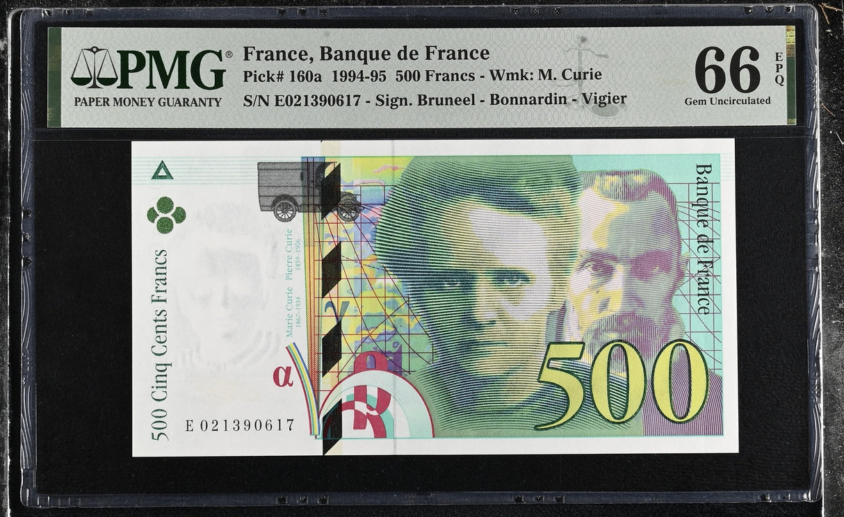 France 500 Francs 1994 P 160 a Gem UNC PMG 66 EPQ